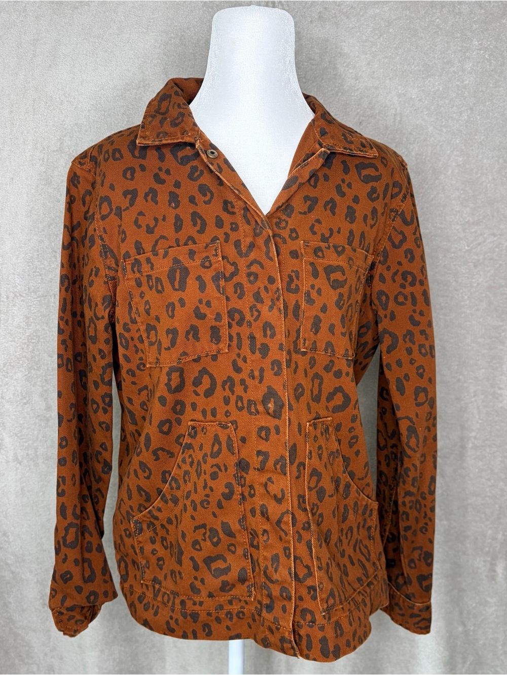 Universal Thread Rust Brown Cheetah Print Utility Jacket